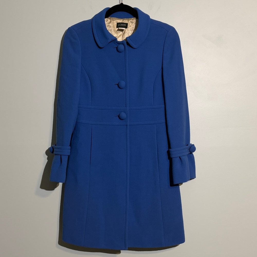 Vintage J. Crew Lady Day Topcoat Women’s Size 4 Blue Wool Elegant Timeless Coat